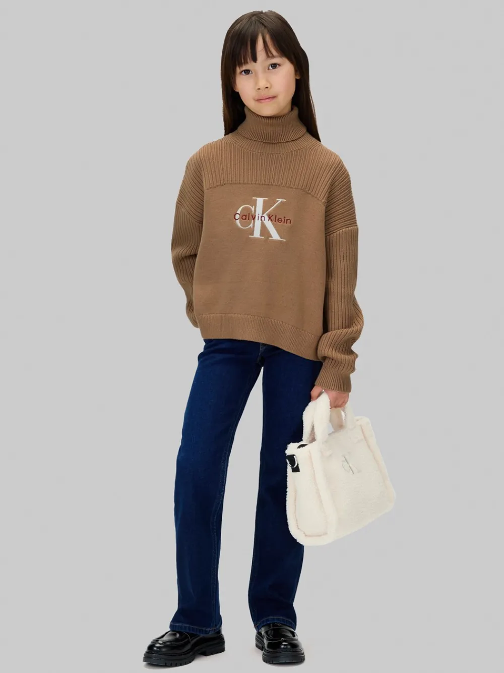 Calvin Klein Logo Rullekravstrøje, , 152 cm-Børn Strik & Sweatshirts
