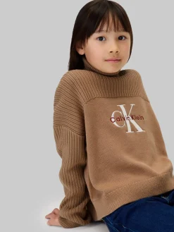 Calvin Klein Logo Rullekravstrøje, , 152 cm-Børn Strik & Sweatshirts