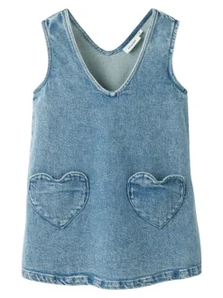 Lil' Atelier Lulia Denim Spencer Kjole, , 110 cm-Børn Kjoler