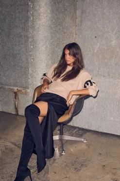 Haute L’Amitié Maxi Split Logo Sweatshirt, , S-Dame Strik & Sweatshirts