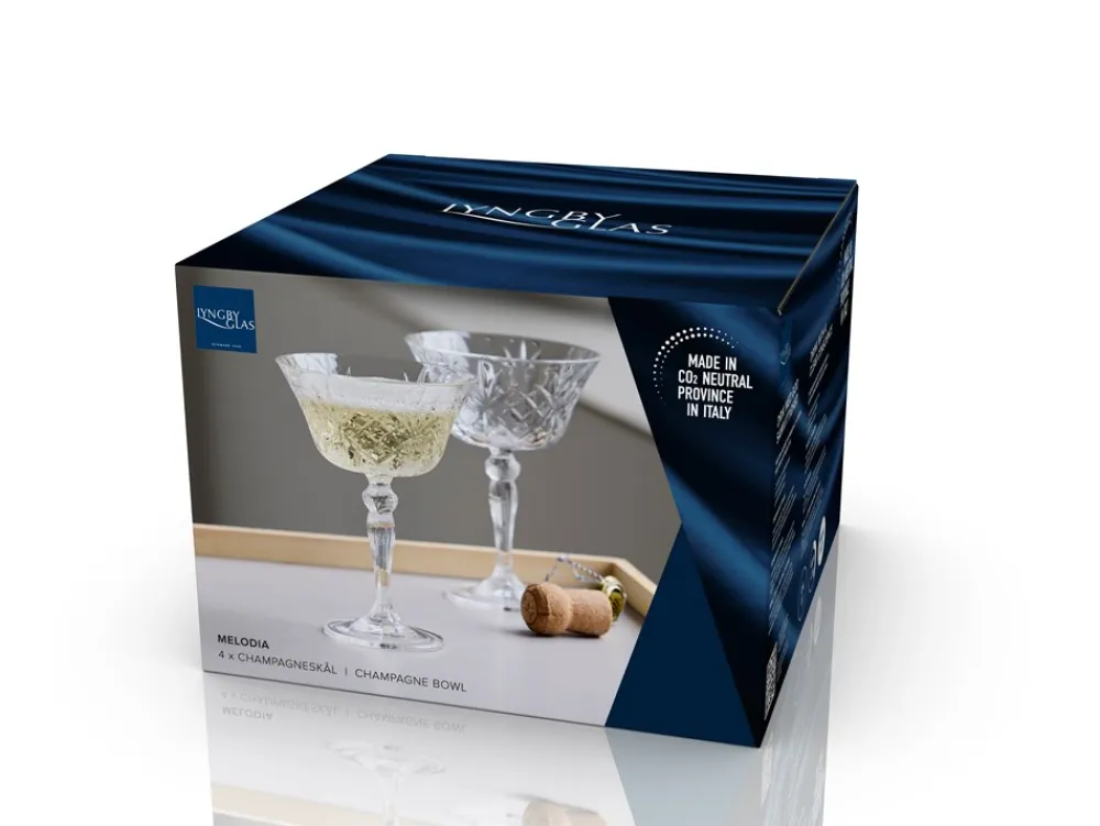 Lyngby Glas Melodia 4-pak Champagneskål, , 26 cl- Glas