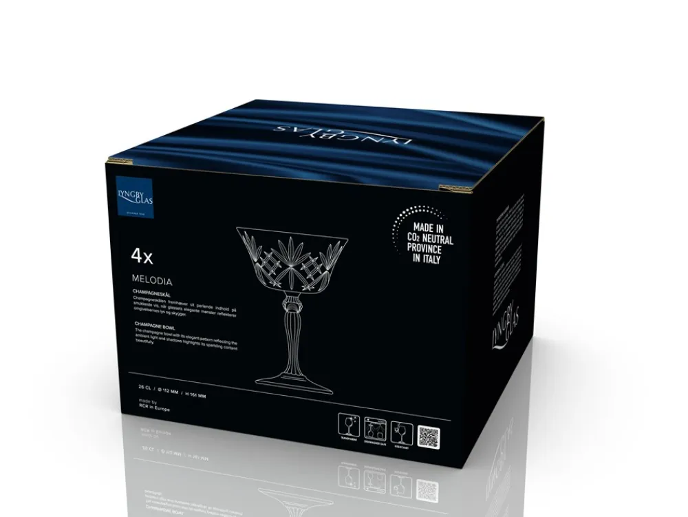 Lyngby Glas Melodia 4-pak Champagneskål, , 26 cl- Glas