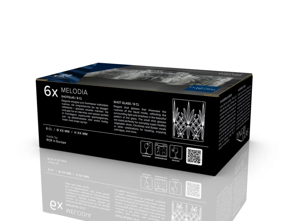 Lyngby Glas Melodia 6-pak Shotglas, , 8 cl- Køkken|Glas