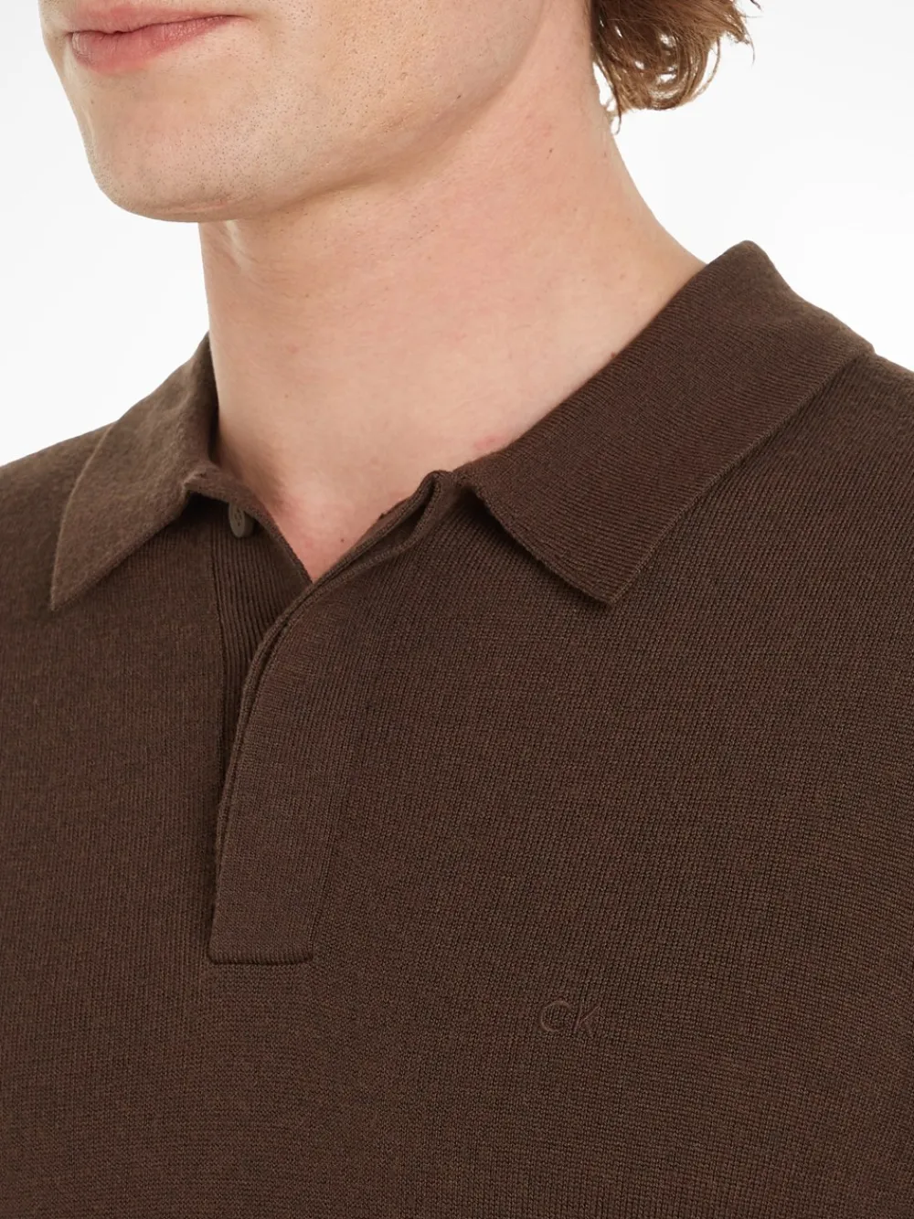 Calvin Klein Merino Polo Pullover, , L- Strik