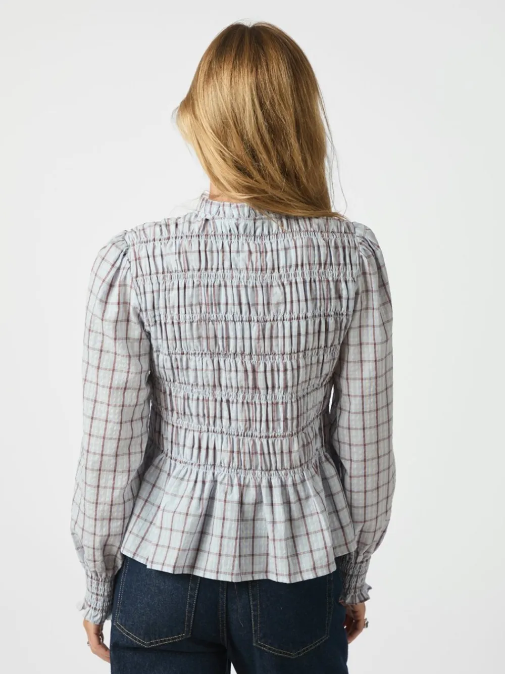 Hot Mocca Smock Check Bluse, , 40 Dame Bluser & Skjorter