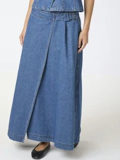 Neo Noir Nina Wrap Denim Nederdel, , 34-Dame Nederdele