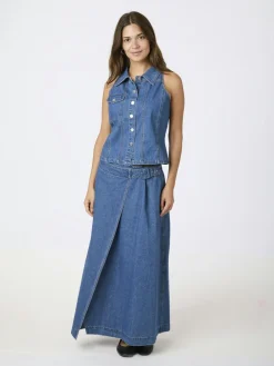 Neo Noir Nina Wrap Denim Nederdel, , 34-Dame Nederdele