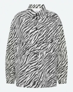 Hot Noliana Zebra Denimskjorte, , 38 Dame Bluser & Skjorter