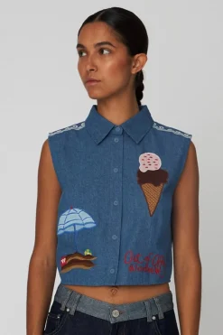 Discount Out Of Office Embroidered Top, , 40 Dame Veste