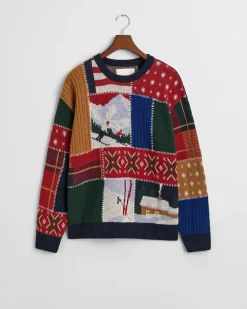 Clearance Patchwork Crewneck Sweater, , M Strik