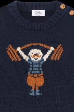 Hust & Claire Pilou Strong Man Striktrøje, , 86 cm-Børn Strik & Sweatshirts