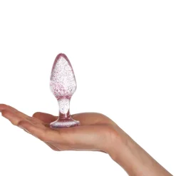 Baseks Pink Glitter Butt Plug Sæt- Sexlegetøj