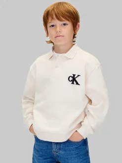 Clearance Pique Polo Sweatshirt, , 152 cm Børn Strik & Sweatshirts