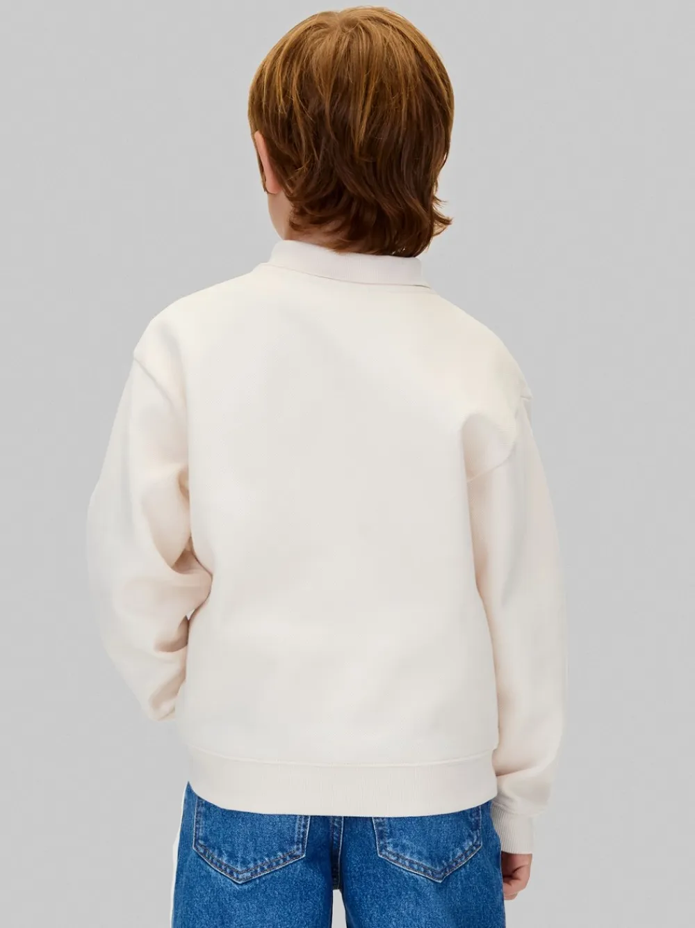 Clearance Pique Polo Sweatshirt, , 152 cm Børn Strik & Sweatshirts