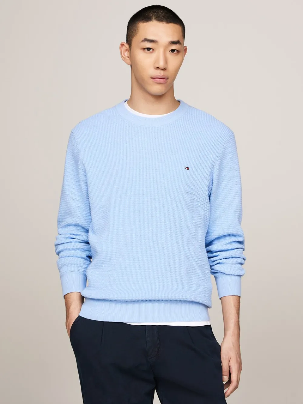 Outlet Refined Structure Crew Neck Pullover, , XL Strik