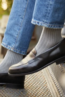 AN IVY Ribbed Cotton Strømper, , 43-46- Strømper