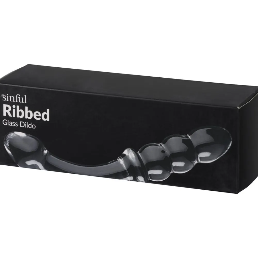Sinful Ribbed Glas Dildo- Sexlegetøj