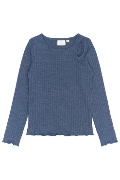 THE NEW Rina Langærmet Glitter Rib Bluse, , 134-140 cm-Børn Bluser