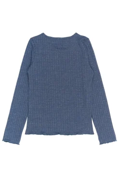 THE NEW Rina Langærmet Glitter Rib Bluse, , 134-140 cm-Børn Bluser