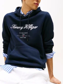 Tommy Hilfiger Script Logo Hættetrøje, , M- Sweatshirts & Trøjer
