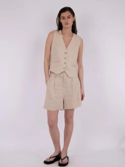 Neo Noir Sega Heavy Linen Shorts, , 34-Dame Shorts