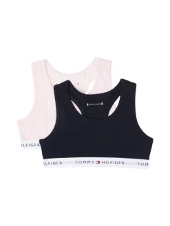 Tommy Hilfiger Signature Racerback Print 2-pak Bralette Toppe, , 140-152 cm-Børn Undertøj & Nattøj