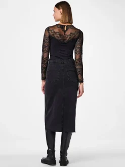 Pieces Sinna Langærmet Bodystocking, , M-Dame Lingeri