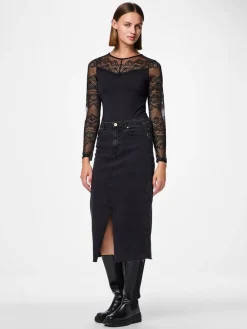 Pieces Sinna Langærmet Bodystocking, , M-Dame Lingeri