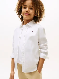 Tommy Hilfiger Stretch Oxford Cotton Skjorte, , 140 cm-Børn Skjorter