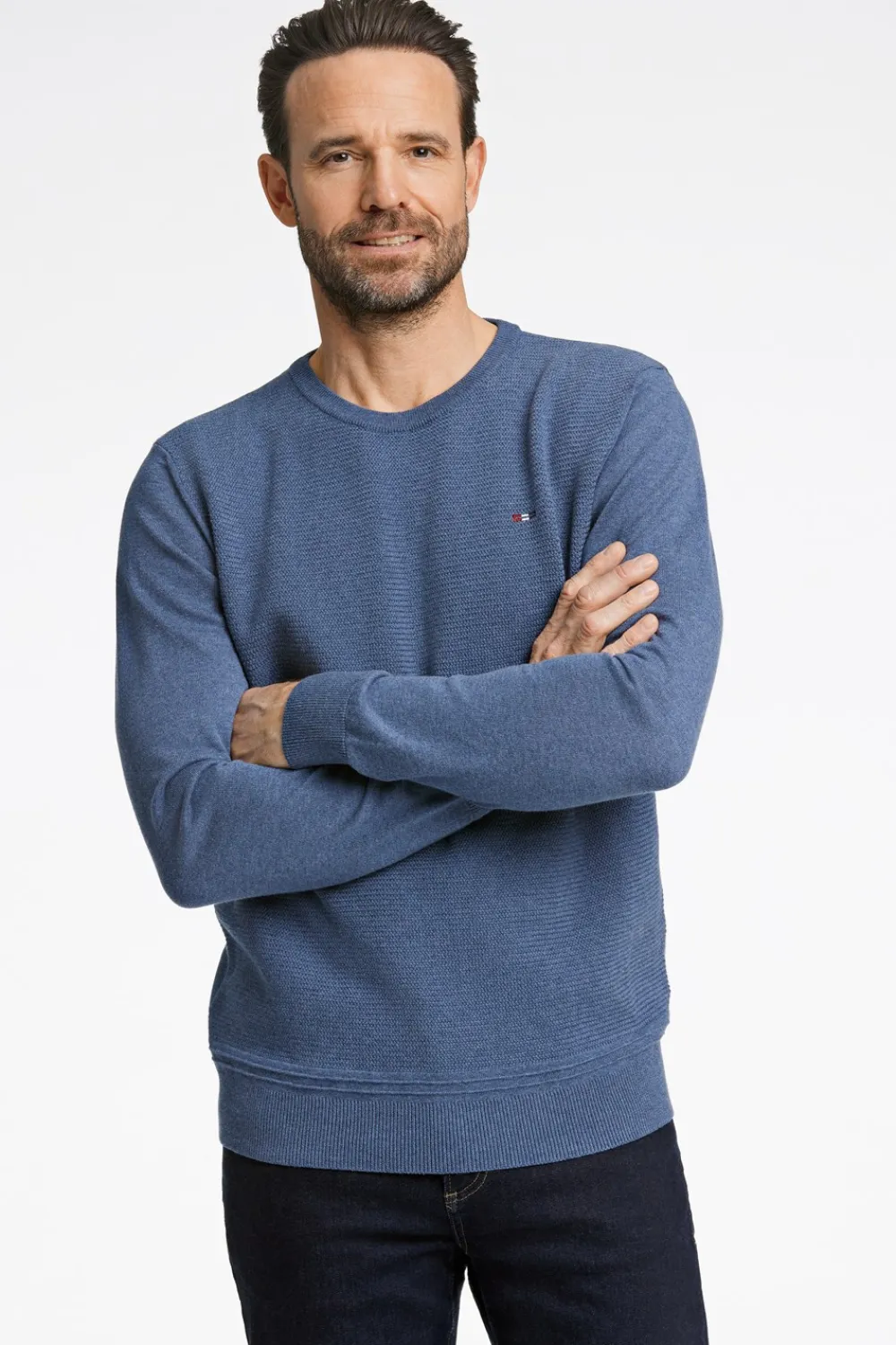 Discount Structured O-Neck Striktrøje, , 3XL Strik