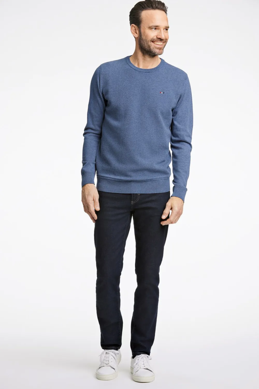 Discount Structured O-Neck Striktrøje, , 3XL Strik