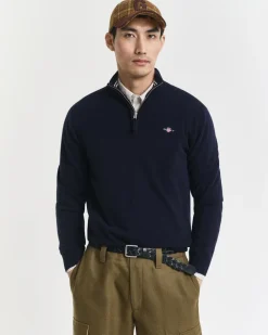 GANT Superfine Lambswool Half Zip Striktrøje, , XL- Strik