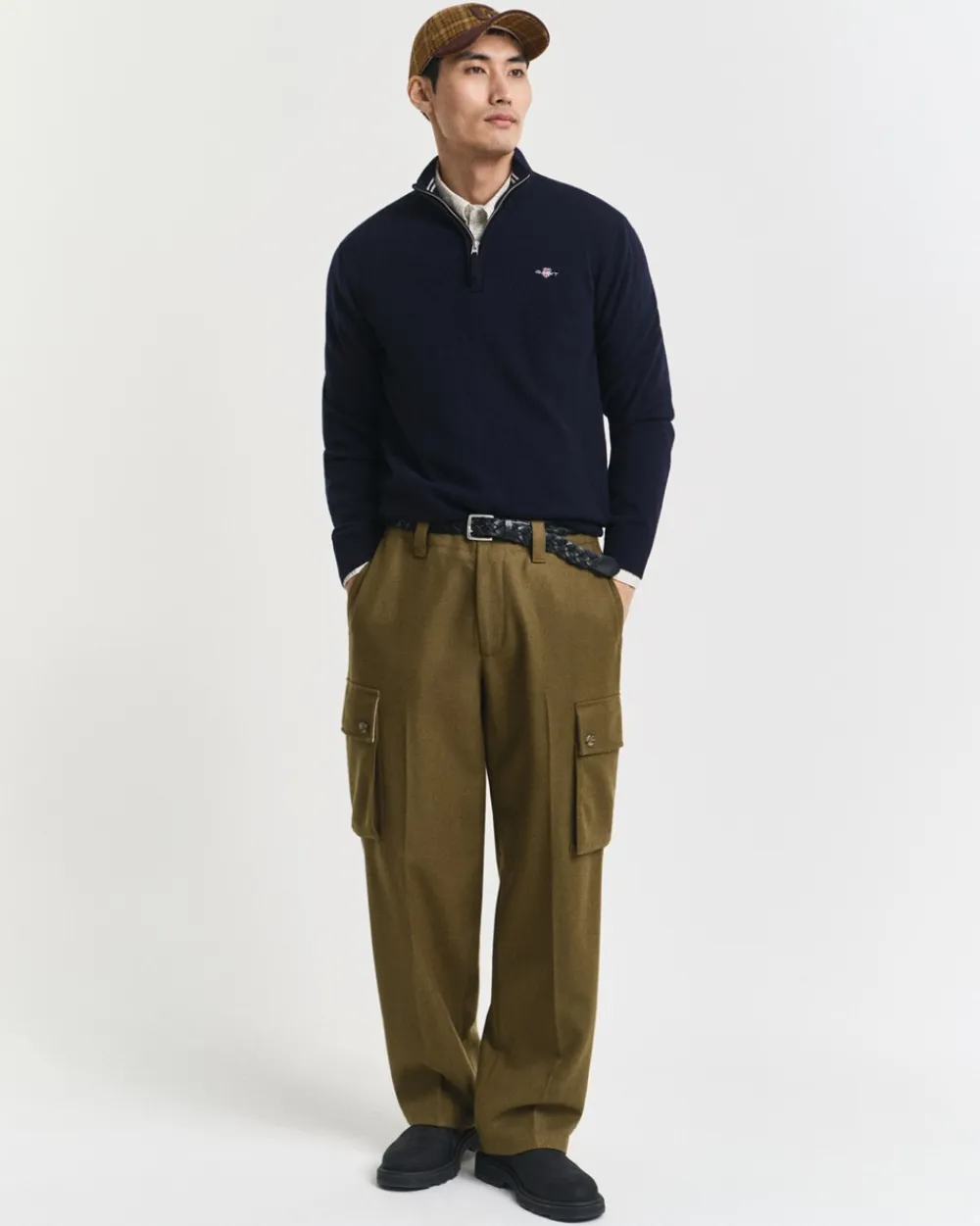 GANT Superfine Lambswool Half Zip Striktrøje, , XL- Strik