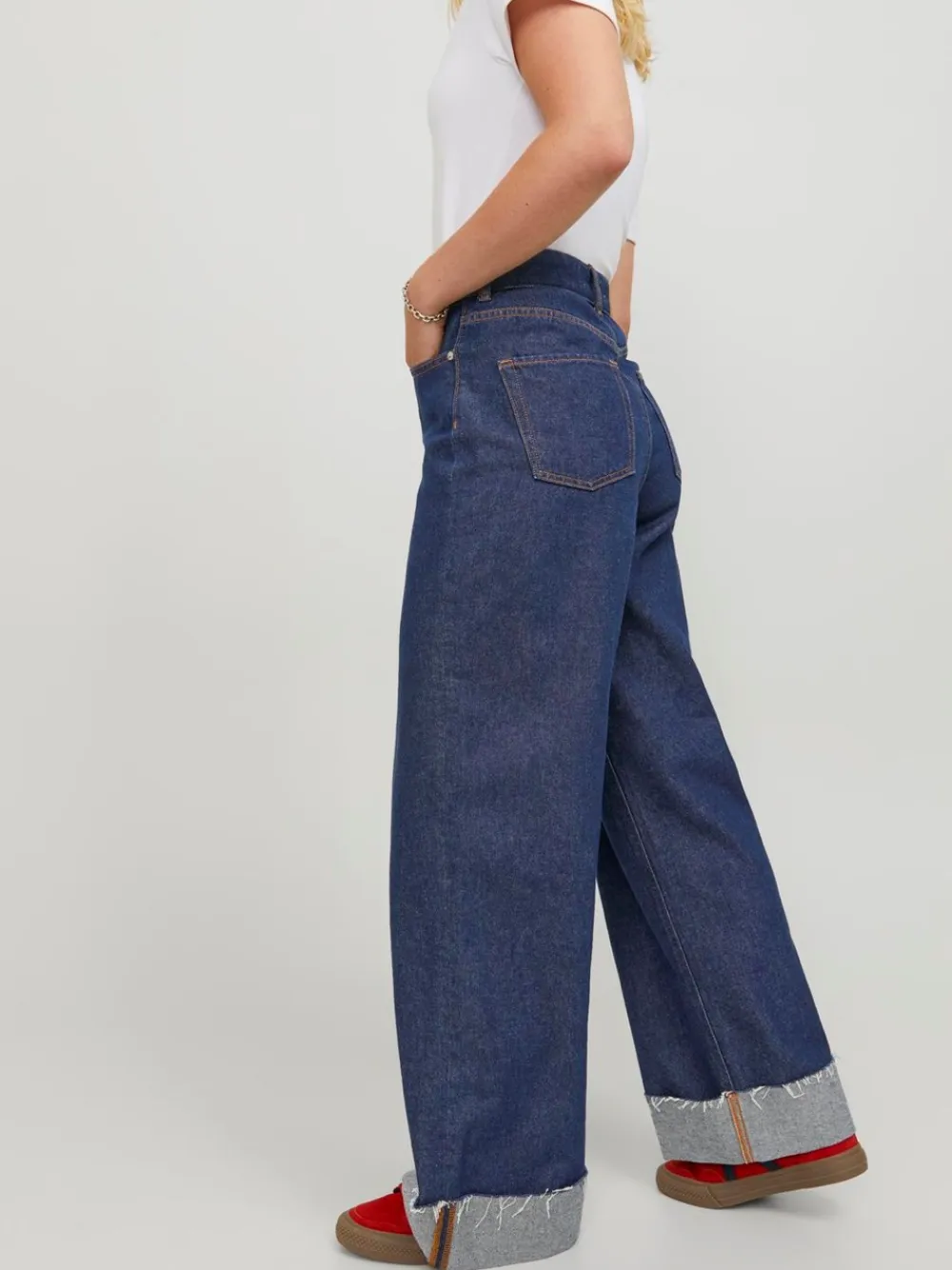 JJXX Tokyo Wide Fold Jeans, , W26/L30-Dame Jeans
