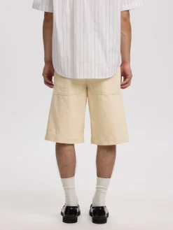 Annarr Trygve Selvedge Denim White Shorts, , XL- Shorts