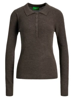 JJXX Wren Wool Blend Polo Striktrøje, , M-Dame Strik & Sweatshirts