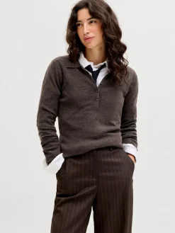 JJXX Wren Wool Blend Polo Striktrøje, , M-Dame Strik & Sweatshirts