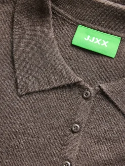 JJXX Wren Wool Blend Polo Striktrøje, , M-Dame Strik & Sweatshirts