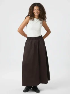 Neo Noir Yara Long Poplin Nederdel, , 42-Dame Nederdele